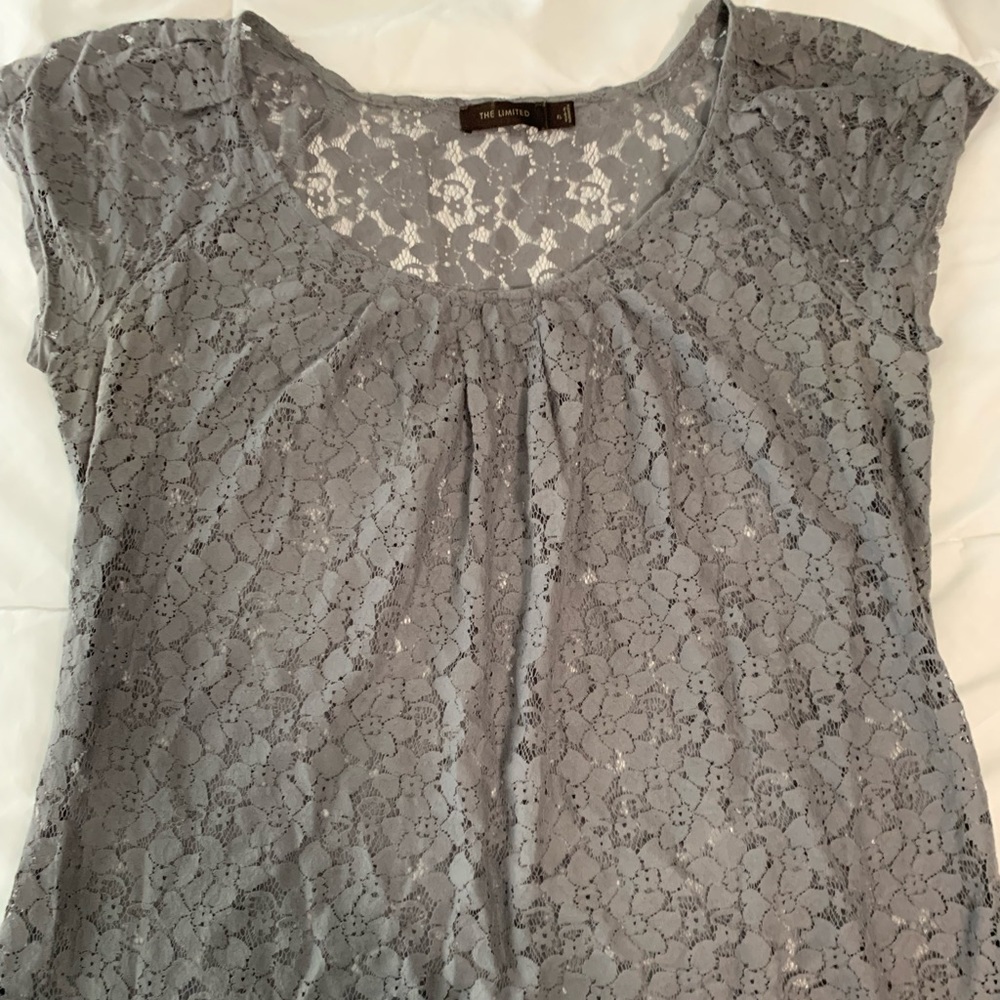 Grey lace top .